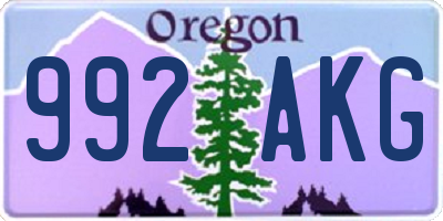 OR license plate 992AKG