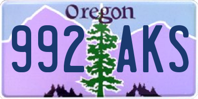 OR license plate 992AKS