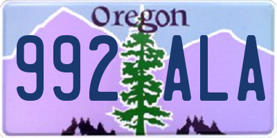 OR license plate 992ALA
