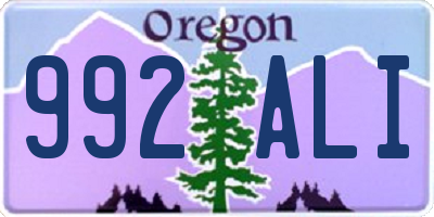 OR license plate 992ALI