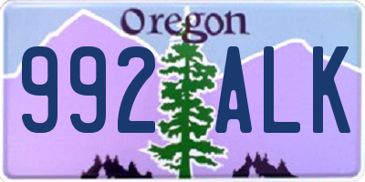 OR license plate 992ALK