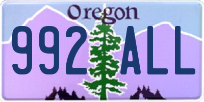 OR license plate 992ALL