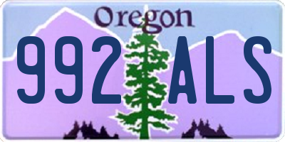 OR license plate 992ALS