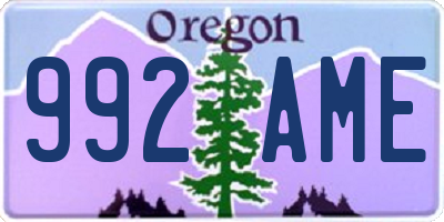 OR license plate 992AME