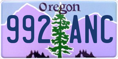 OR license plate 992ANC