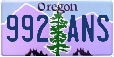 OR license plate 992ANS