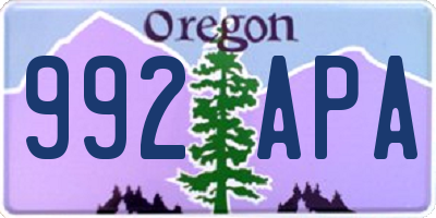 OR license plate 992APA