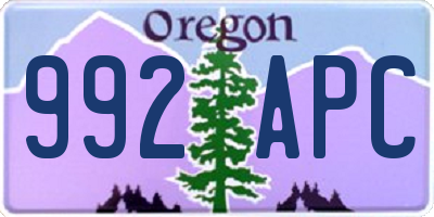 OR license plate 992APC