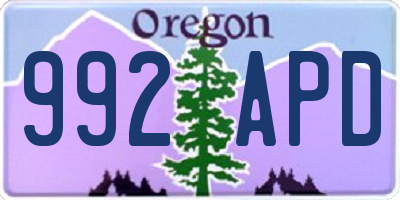 OR license plate 992APD