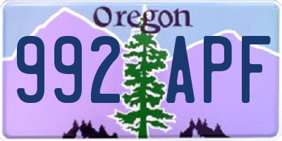 OR license plate 992APF