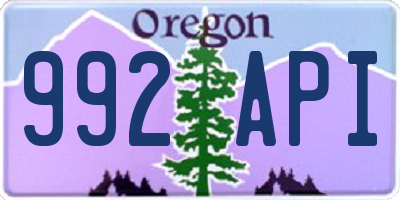 OR license plate 992API