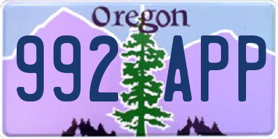 OR license plate 992APP