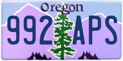 OR license plate 992APS