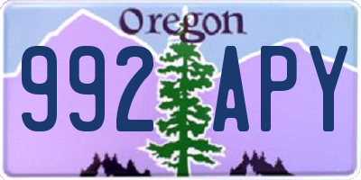 OR license plate 992APY