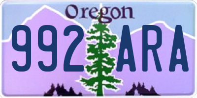 OR license plate 992ARA