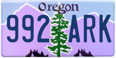 OR license plate 992ARK