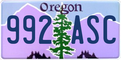 OR license plate 992ASC