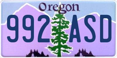 OR license plate 992ASD