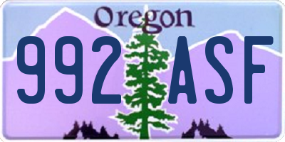 OR license plate 992ASF