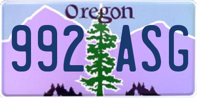 OR license plate 992ASG