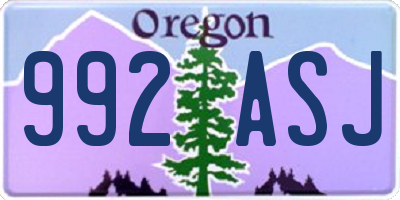 OR license plate 992ASJ