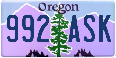 OR license plate 992ASK