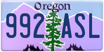 OR license plate 992ASL