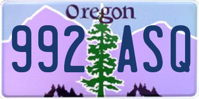 OR license plate 992ASQ