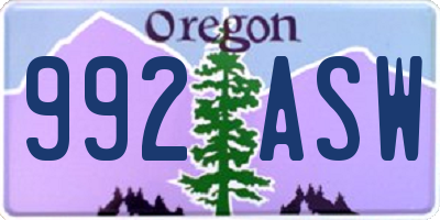 OR license plate 992ASW