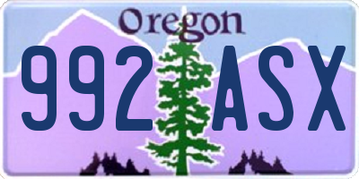 OR license plate 992ASX