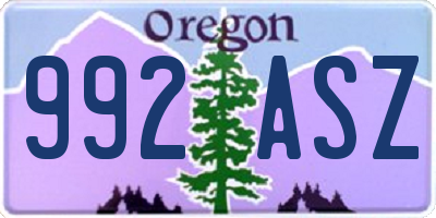 OR license plate 992ASZ