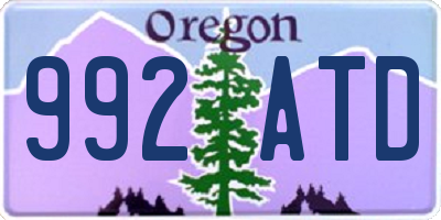 OR license plate 992ATD