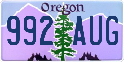 OR license plate 992AUG