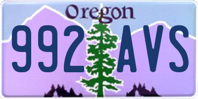 OR license plate 992AVS