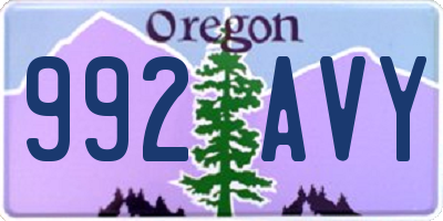 OR license plate 992AVY