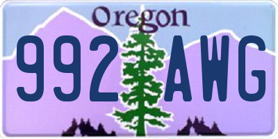 OR license plate 992AWG