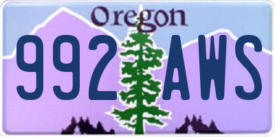 OR license plate 992AWS