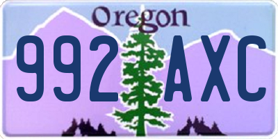 OR license plate 992AXC