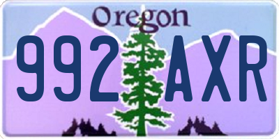 OR license plate 992AXR