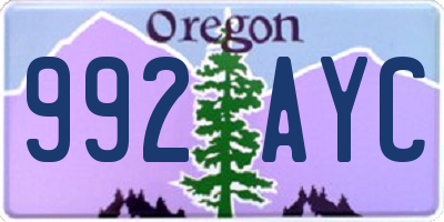 OR license plate 992AYC