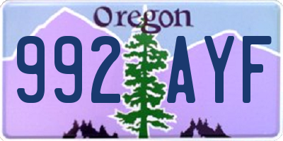 OR license plate 992AYF