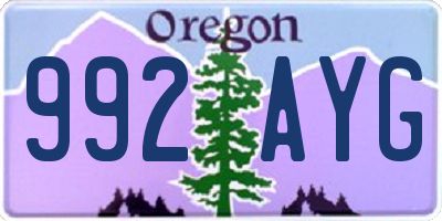OR license plate 992AYG