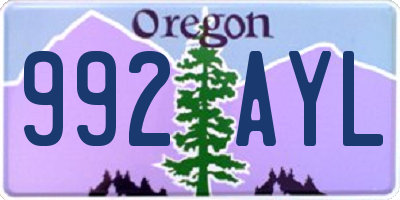 OR license plate 992AYL