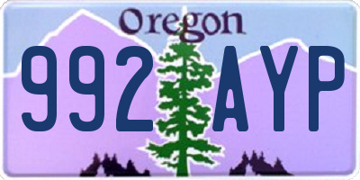 OR license plate 992AYP