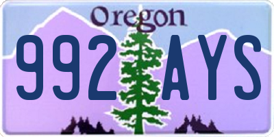 OR license plate 992AYS