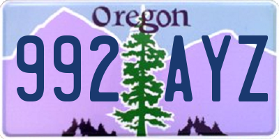 OR license plate 992AYZ