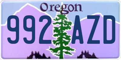 OR license plate 992AZD