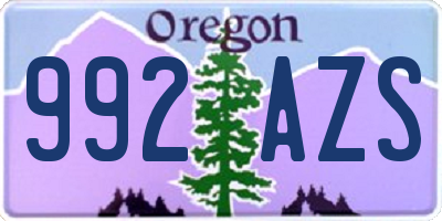 OR license plate 992AZS