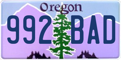 OR license plate 992BAD