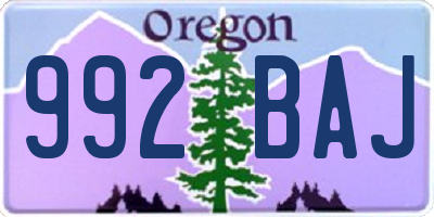 OR license plate 992BAJ